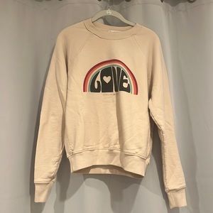 Spiritual Gangster - LOVE sweatshirt with rainbow - off white tint- little faded